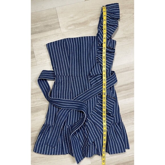 Alexis Blue Striped Konner Dress. Size: 6 Linen Blend - Picture 7 of 9